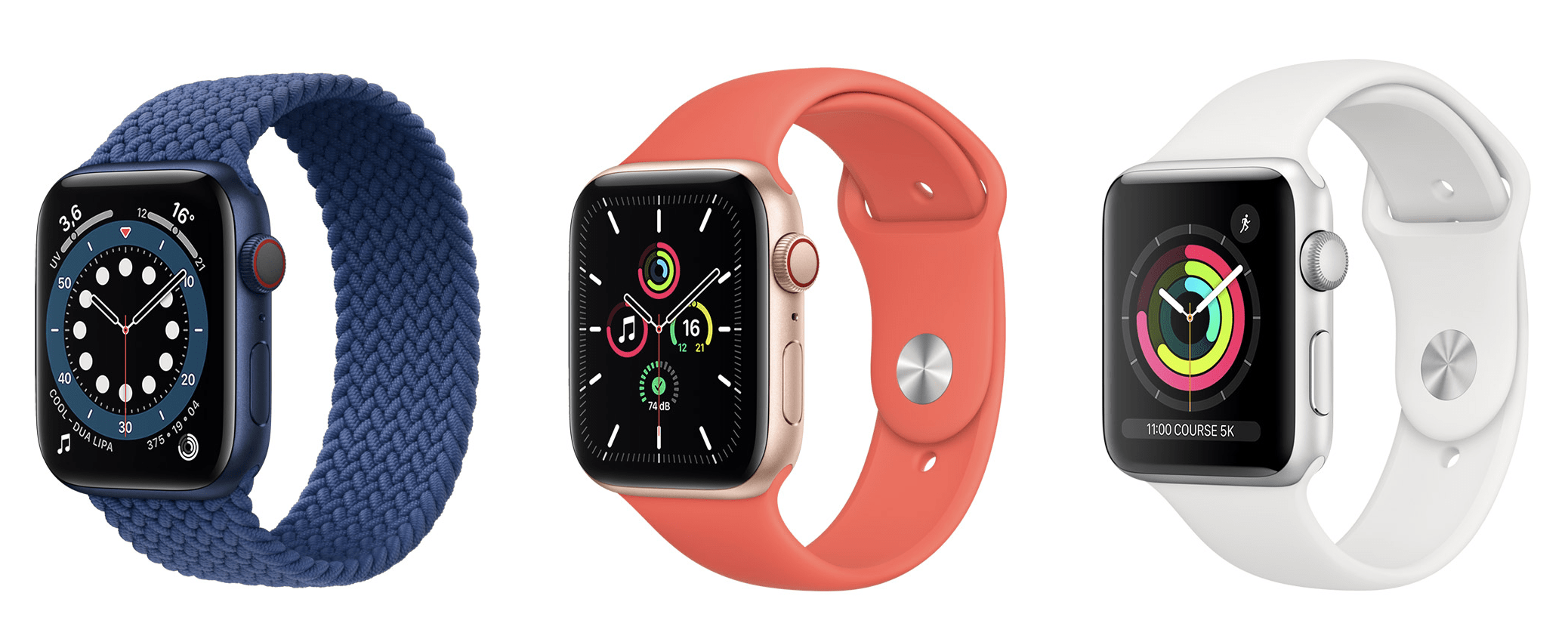 Modèles d'Apple Watch au catalogue 2020