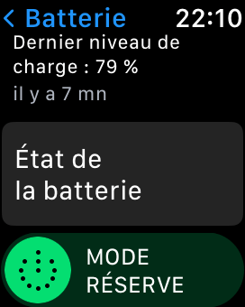 Mode réserve pour la batterie de l'Apple Watch